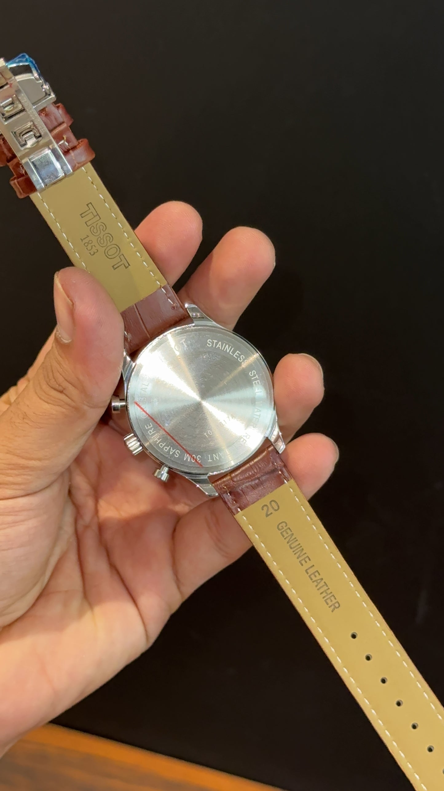 Tissot Silver | Chrono | Brown Leather Strap | White Dial