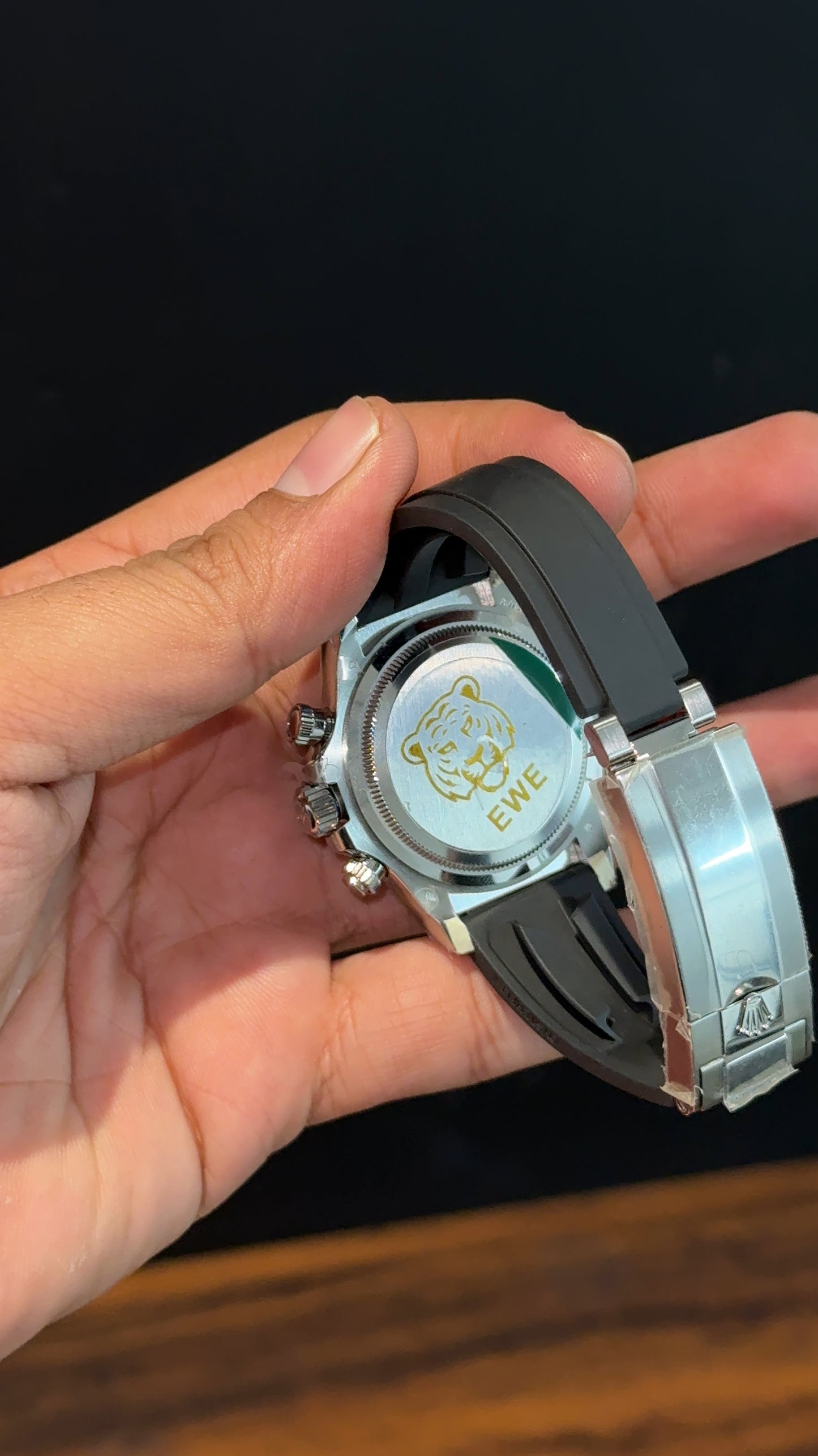 Executive Daytona | Silver | Black PVC Strap | Black Chrono | Grey Dial