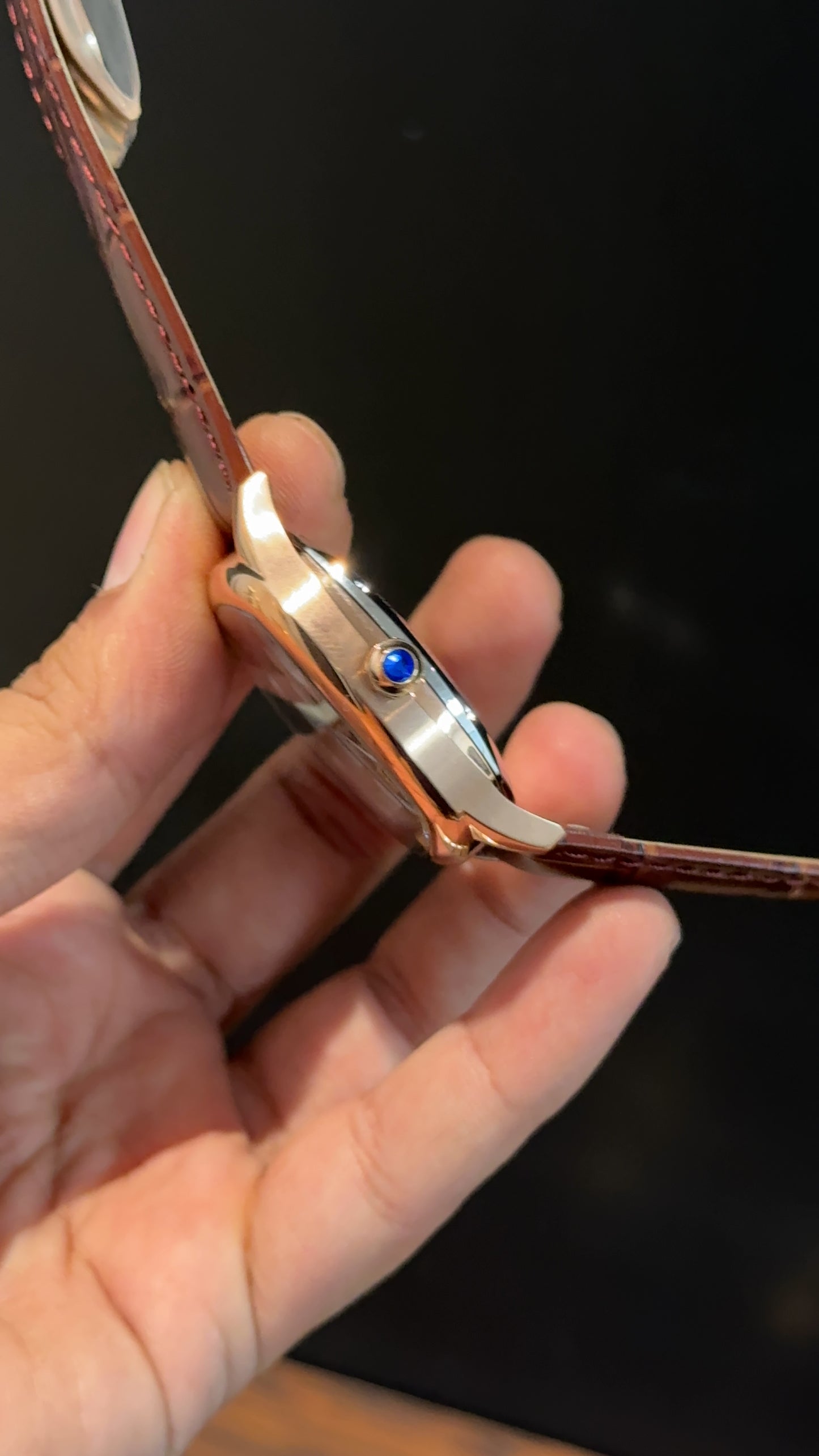 Cartier | Rose | Skeleton | Moonphase | Brown Leather Strap | White Dial