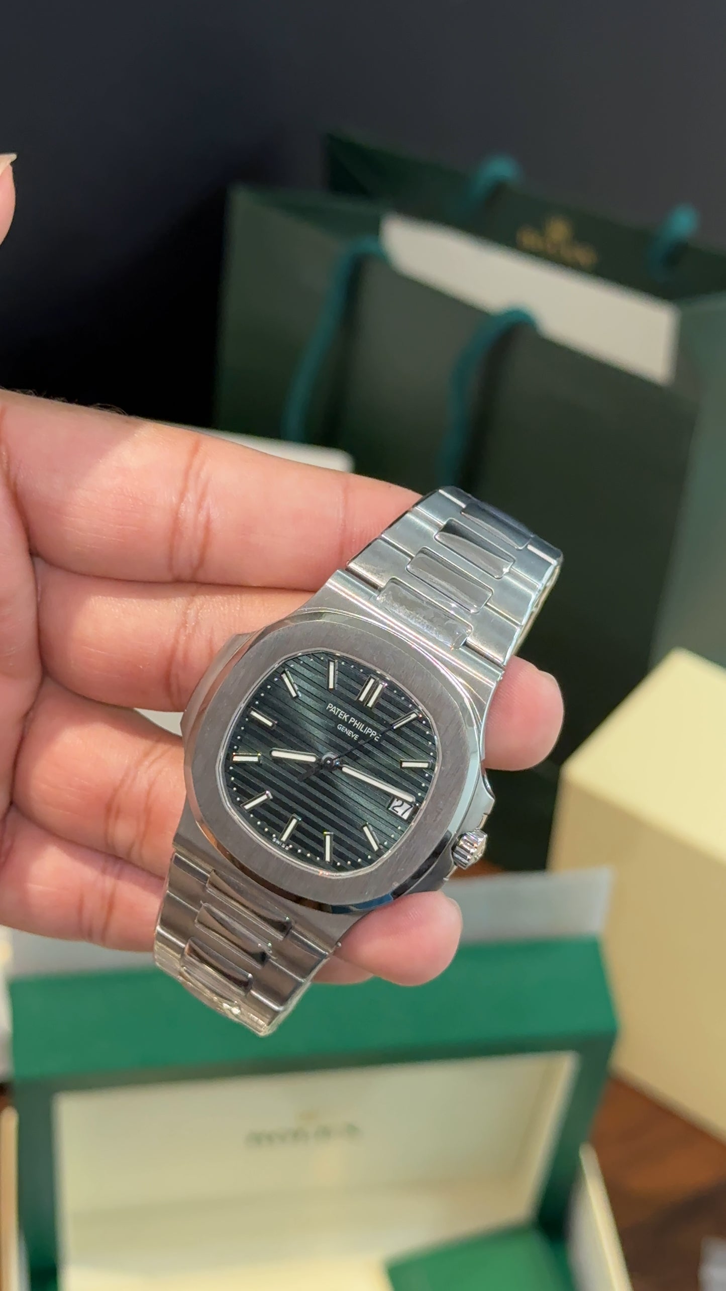 Premium Patek | Auto | Silver Chain | Green Dial