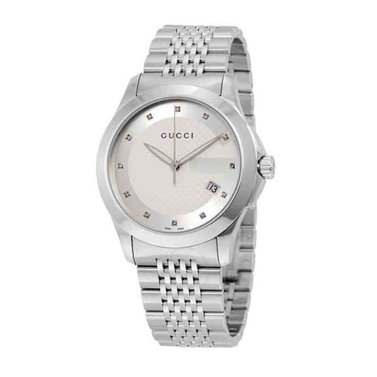 Gucci Men’s Swiss Made | Quartz Silver Stainless Steel Silver Patterned Dial 38mm | YA126404