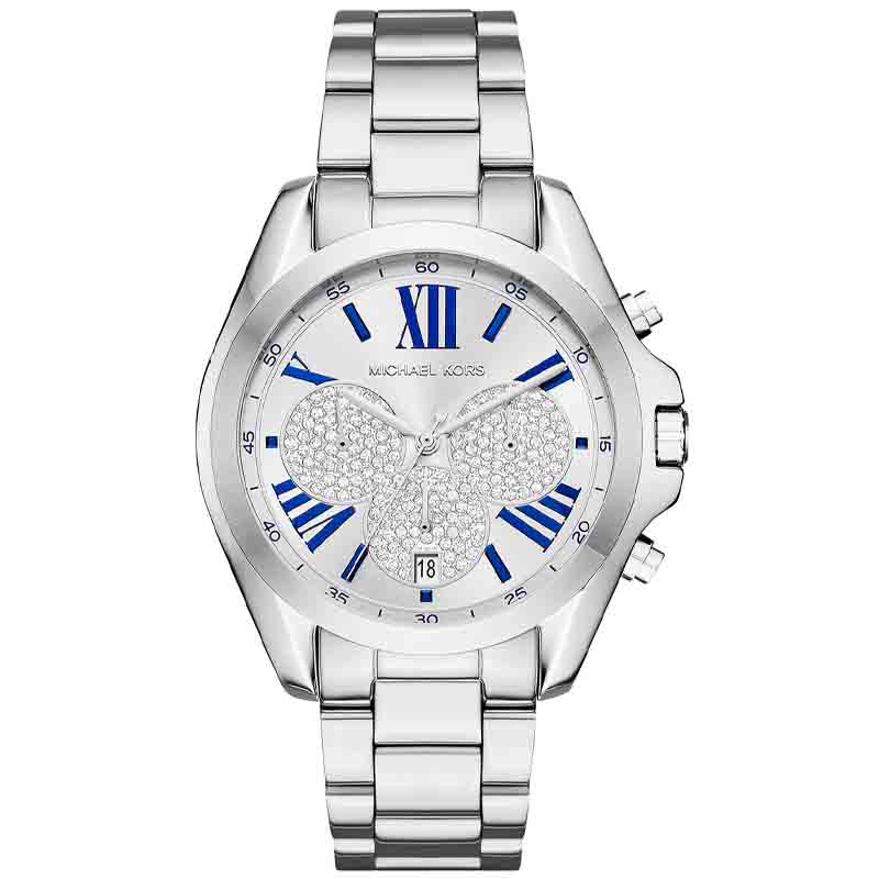 Michael Kors Unisex Quartz Stainless Steel Silver, Crystal Pave Dial 43mm Watch MK6320