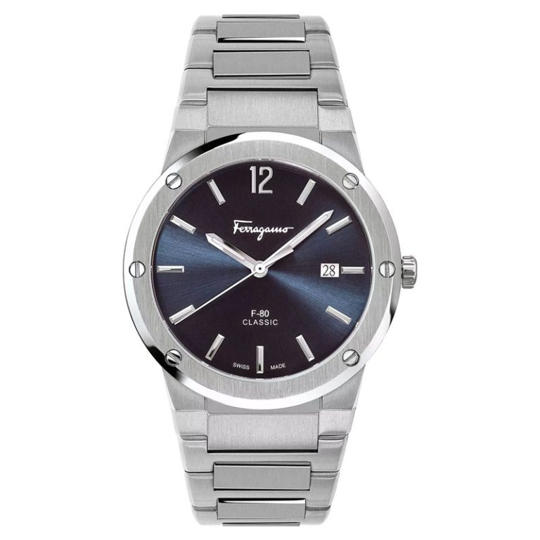 Ferragamo Men’s Swiss Made Quartz Silver Stainless Steel Blue Dial 41mm Watch SFDT01320