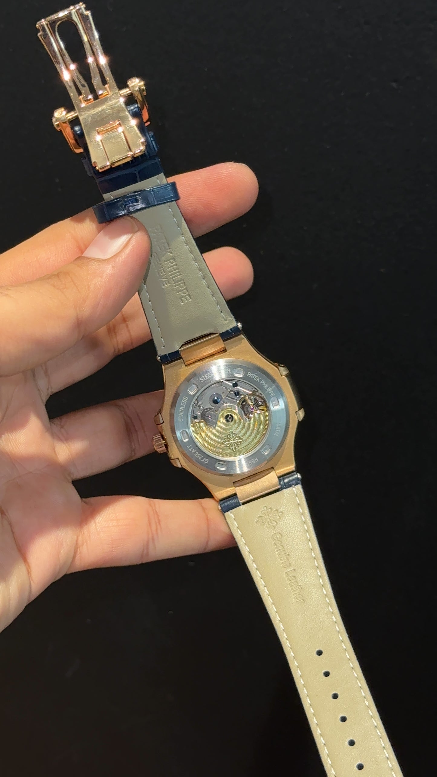 Pp Auto | Moonphase | Yearly Edition | Rose Case | Blue Leather Strap | Blue Dial
