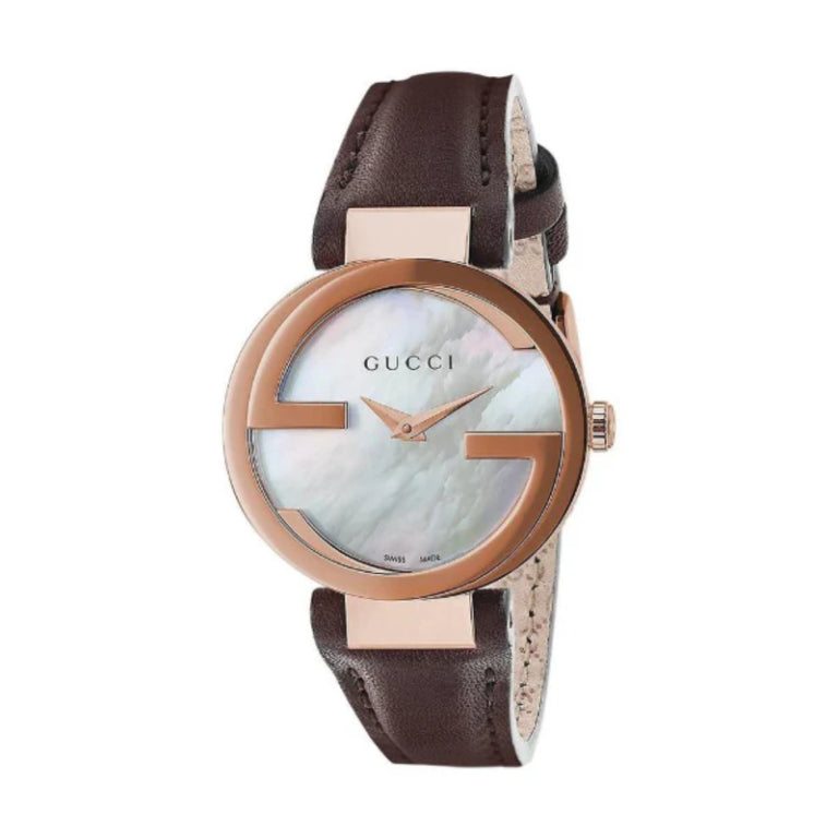Gucci Women’s | Quartz Brown Leather Strap Mother of pearl Dial 29mm YA133516