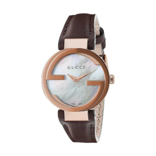 Gucci Women’s | Quartz Brown Leather Strap Mother of pearl Dial 29mm YA133516