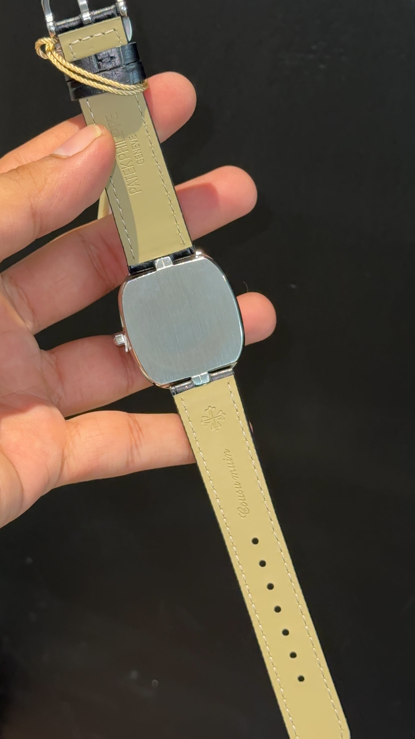 Pp Ellipse |Silver Case | Black Leather Strap | Black Ebony Dial