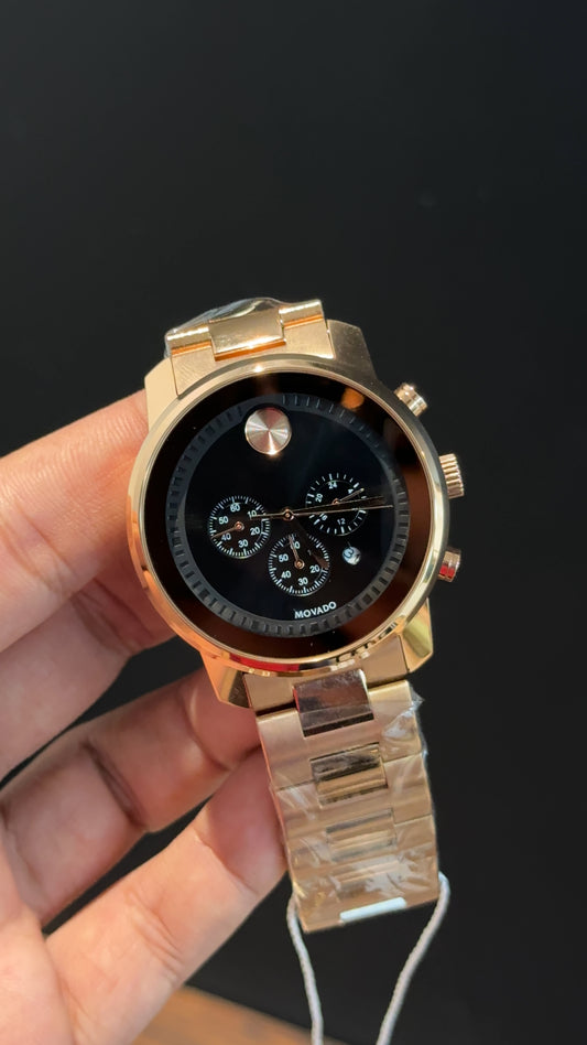 Movado | Rose Chain | Chrono | Black Dial