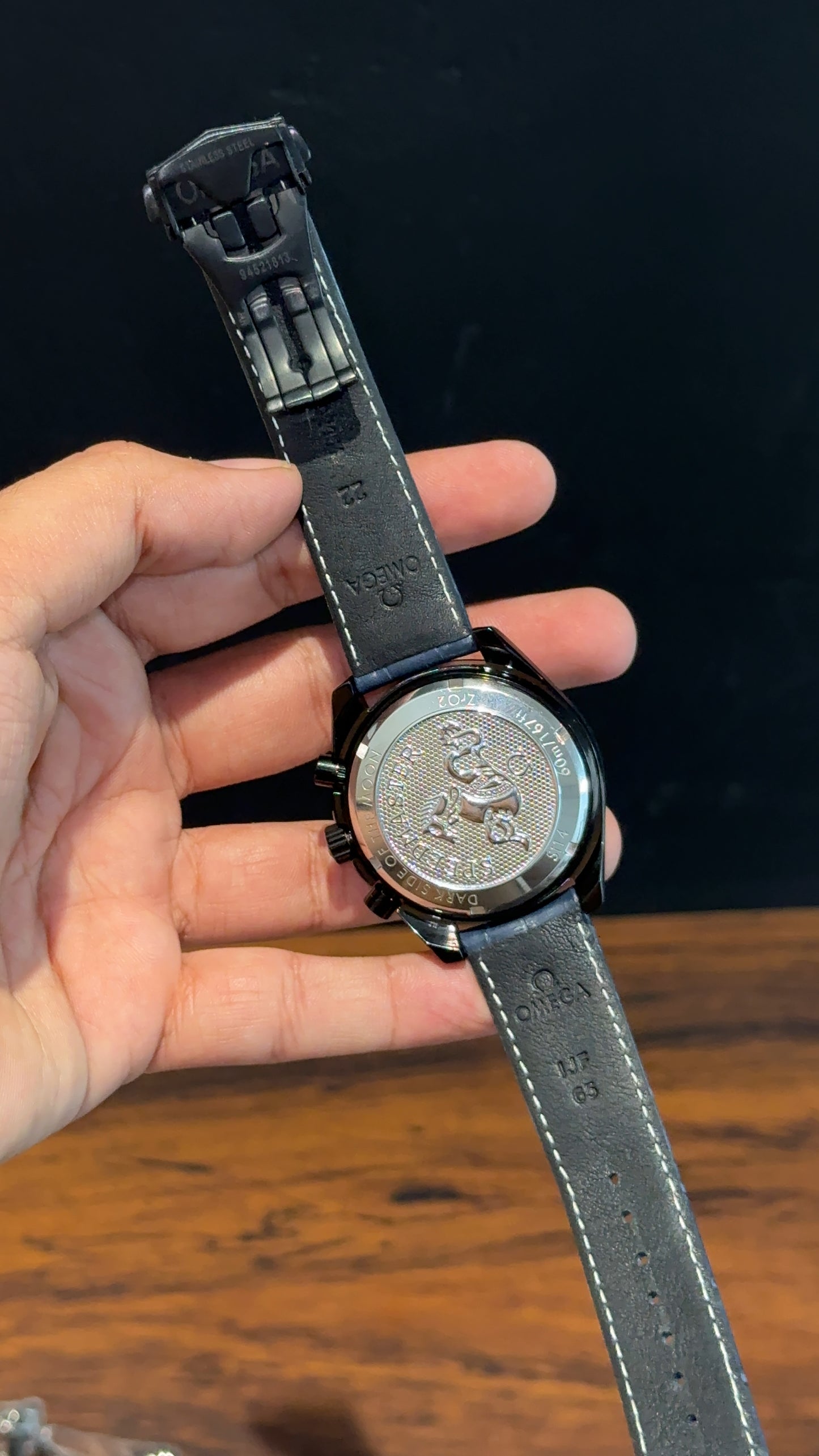 Omega Speedmaster | blue Strap | Black Case | Chrono | Black Dial