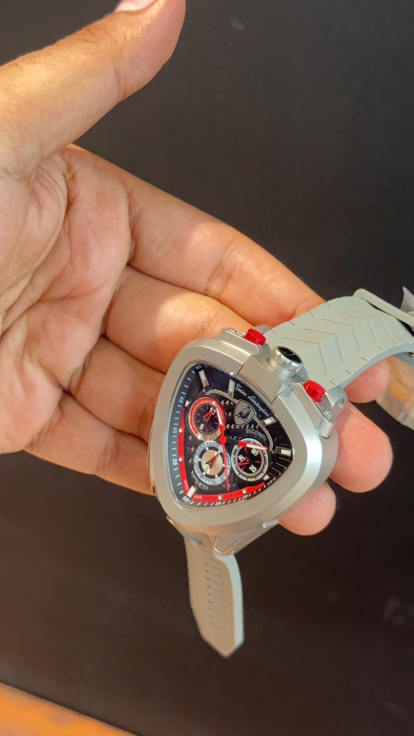 Lamborghini | Grey Bezel | Chrono | Grey Strap | Black Red Dial