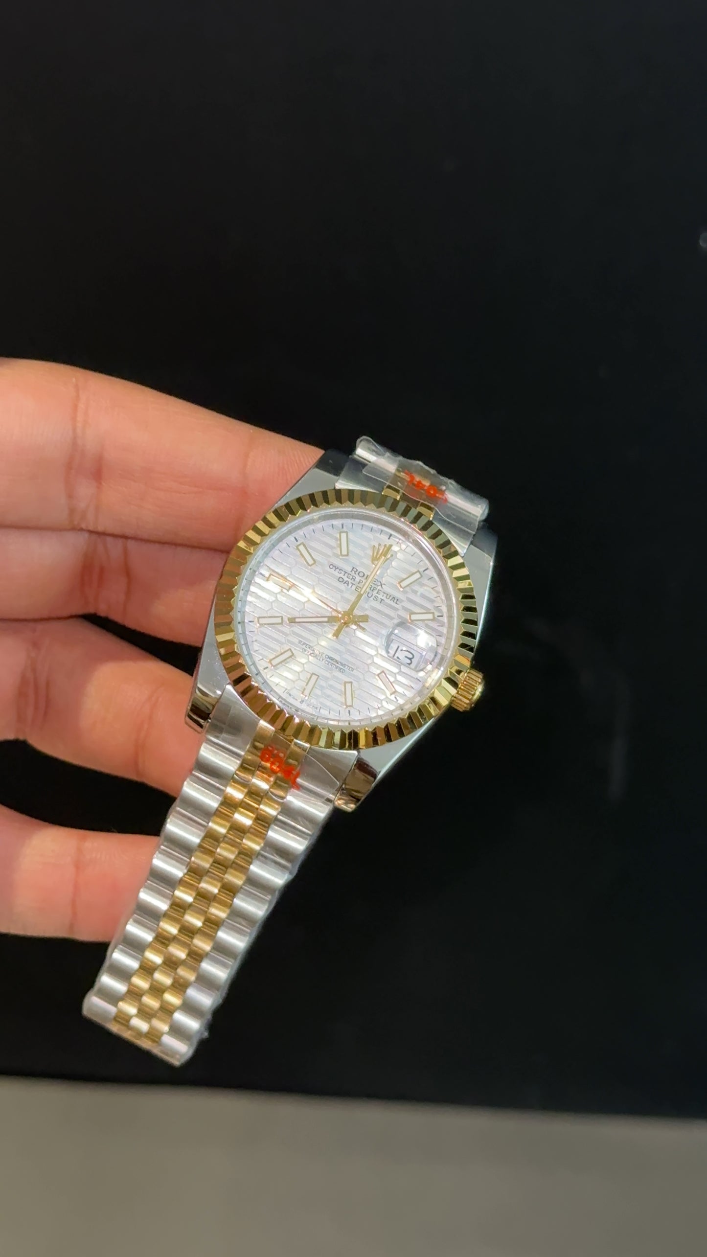 DateJust | 36mm | Gold Two Tone | Greish Texture Dial
