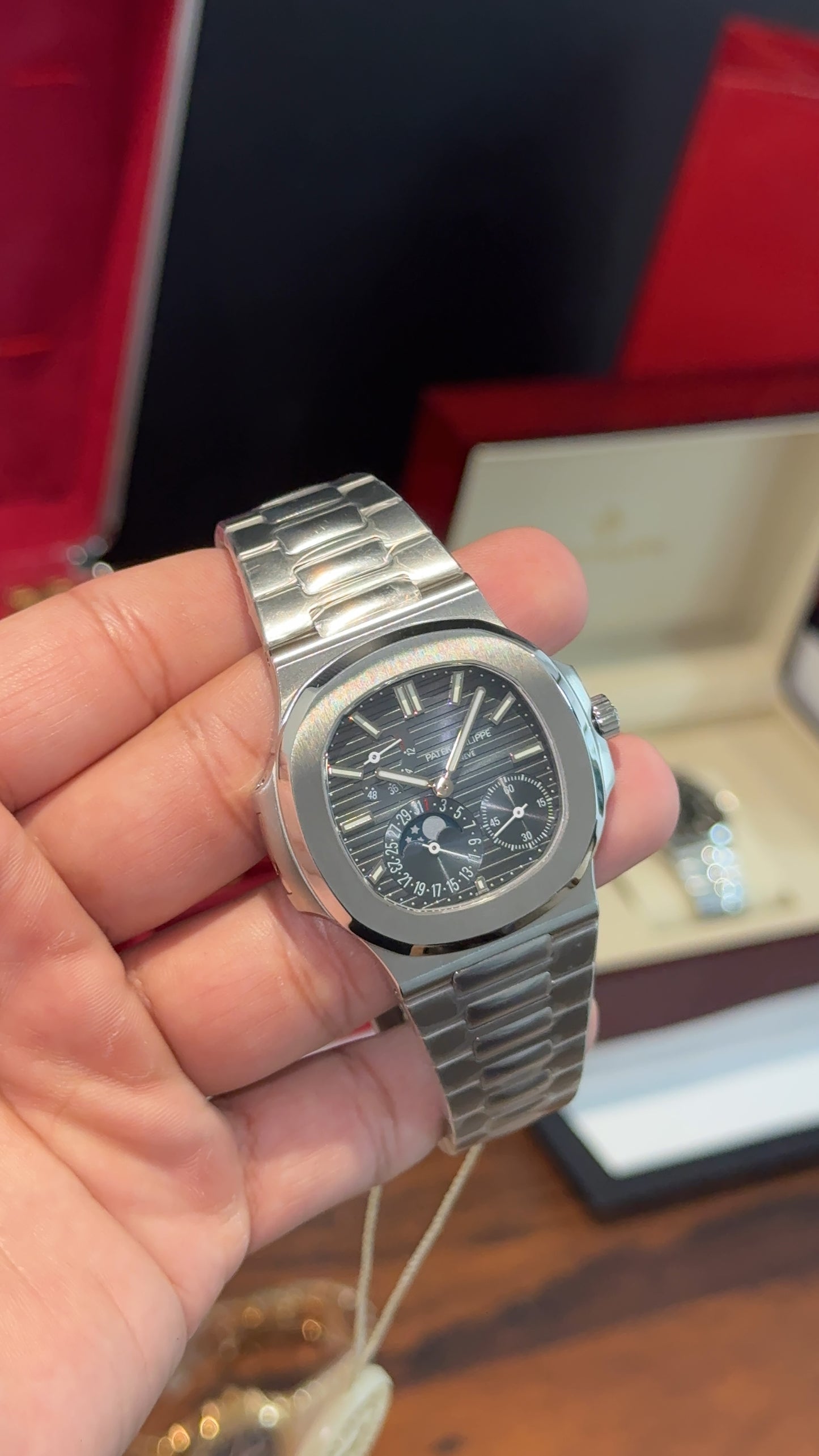 Premium Patek | Silver Chain | Chrono | Blue Dial