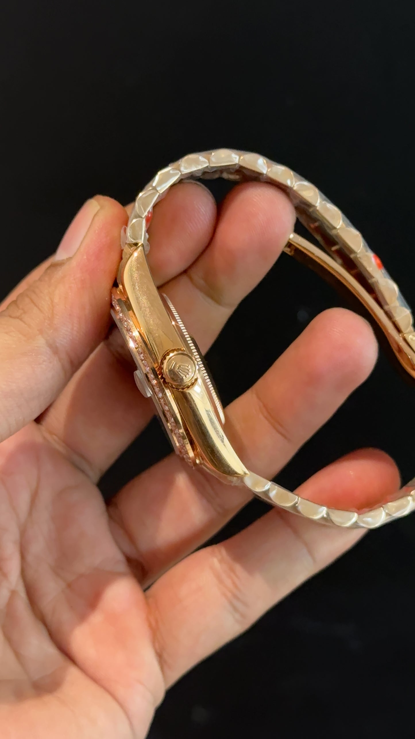 Daydate | Diamond Bezel | Rose Chain | Brown Index Dial