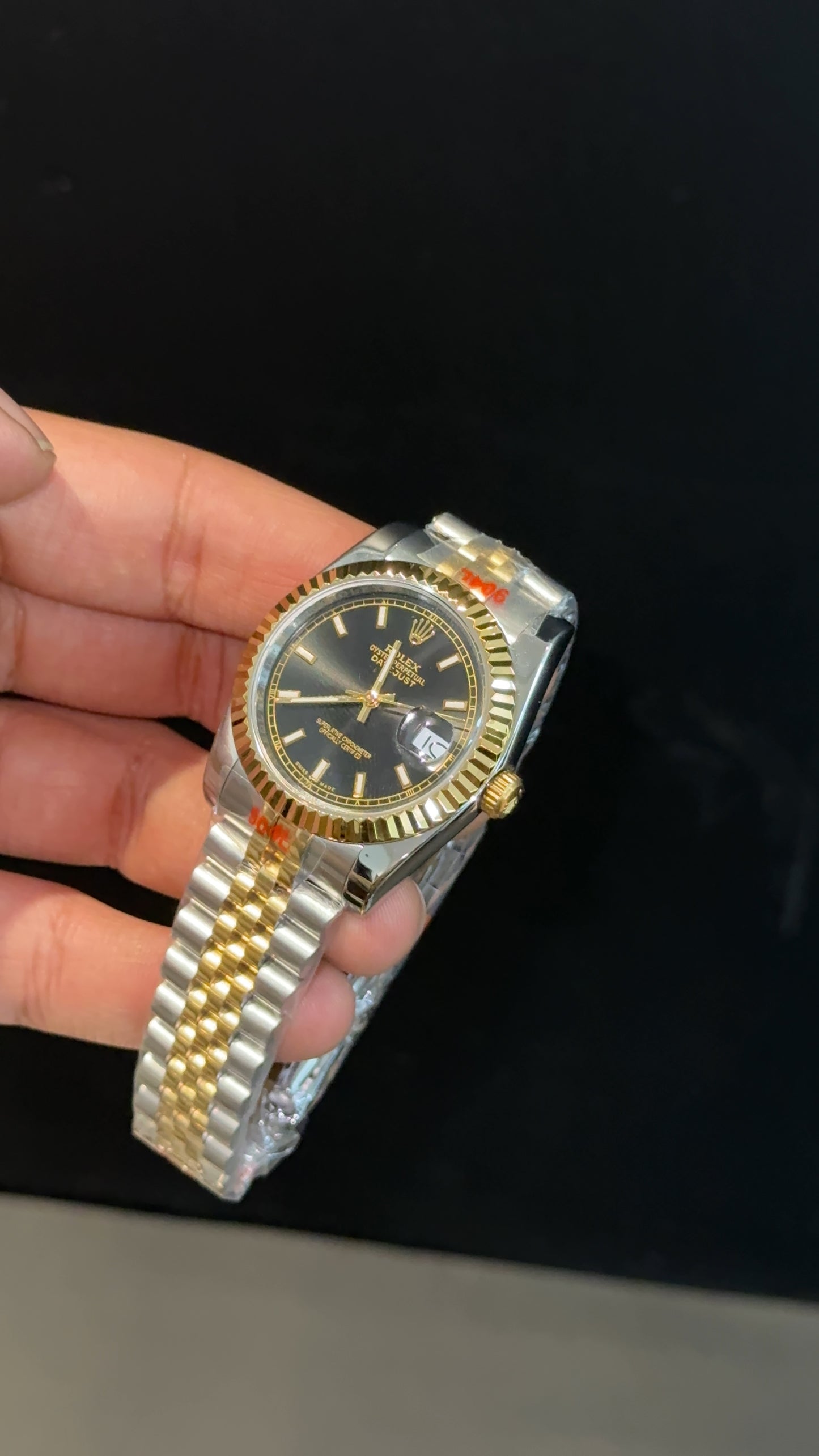 DateJust | 36mm | Gold Two Tone | Black Dial