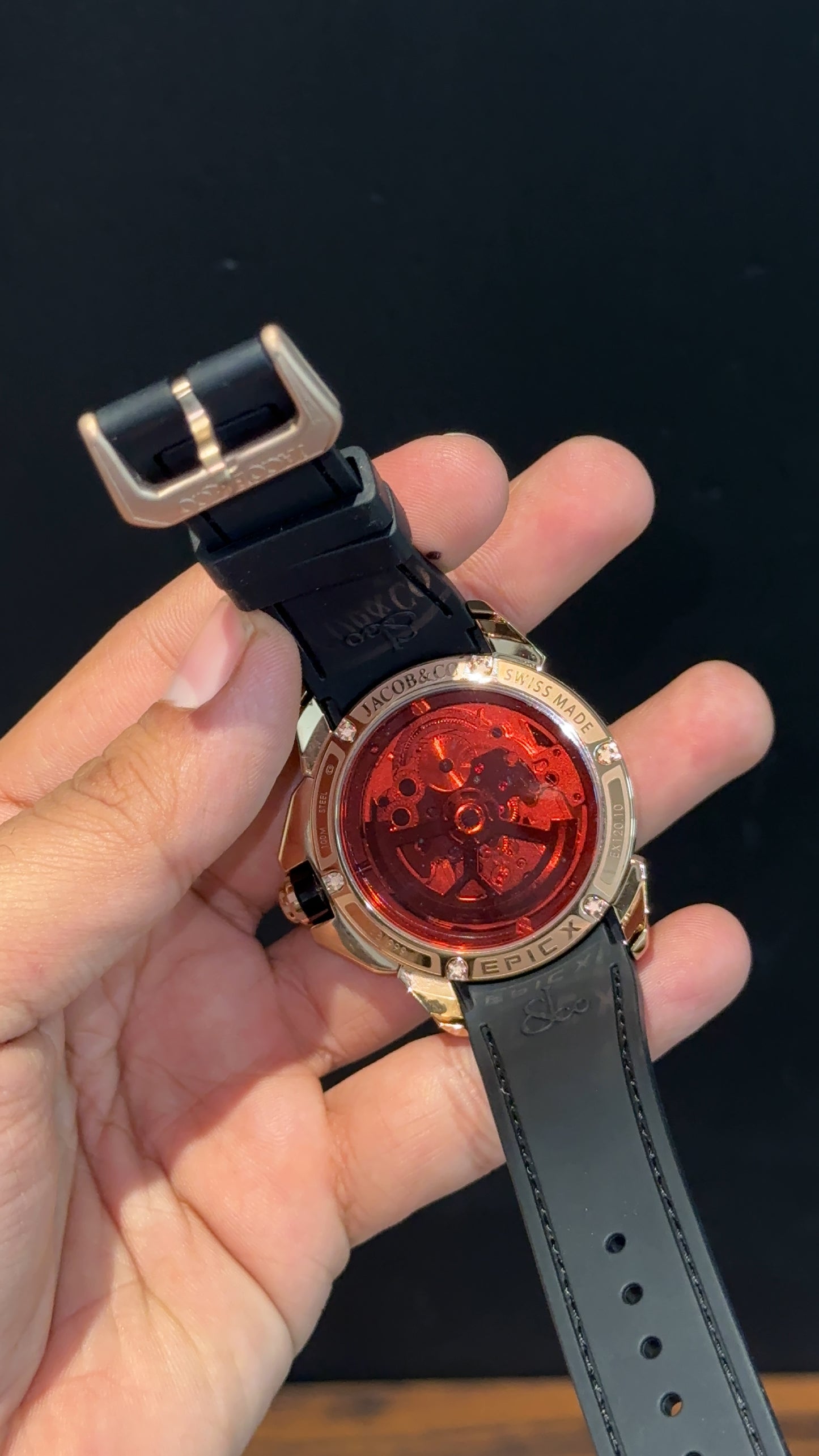 Jacob And Co | Rose Case | CR7 Edition | Black Leather Strap | Pendulum | Rose Machine Dial