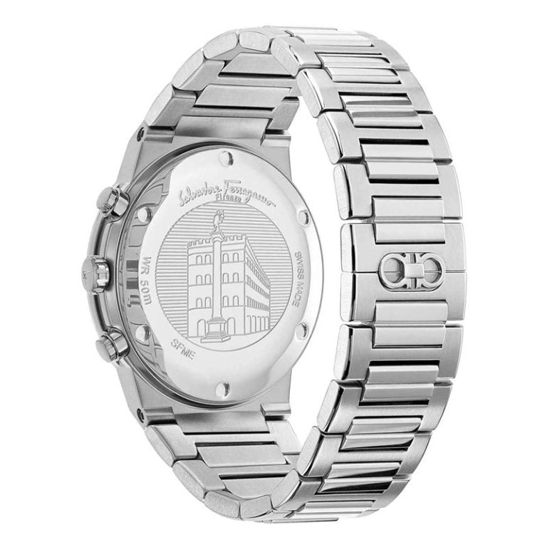 Ferragamo Men’s Swiss Made Quartz Silver Stainless Steel Green Dial 41mm Watch SFME00421