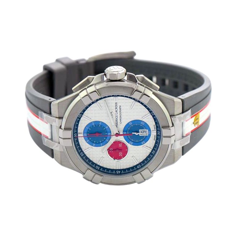 Maurice Lacroix Men’s Quartz Swiss Made Multi Color Silicone Strap Silver Sunray Dial 44mm Watch AI1018-TT031-130-2 - twentyfour