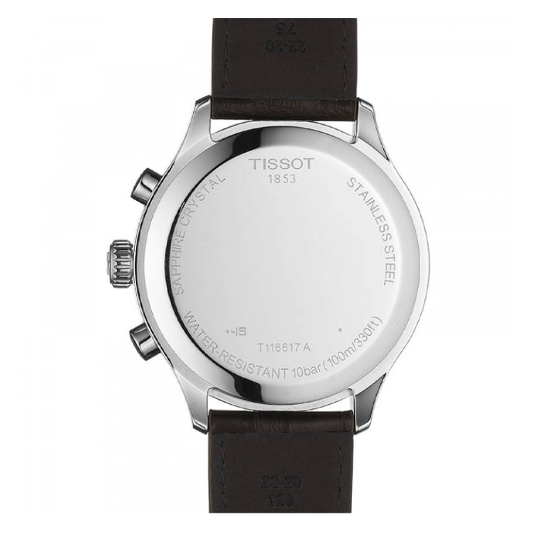 TISSOT Men’s Swiss Made Quartz Brown Leather Strap Silver Dial 45mm Watch T116.617.16.037.00