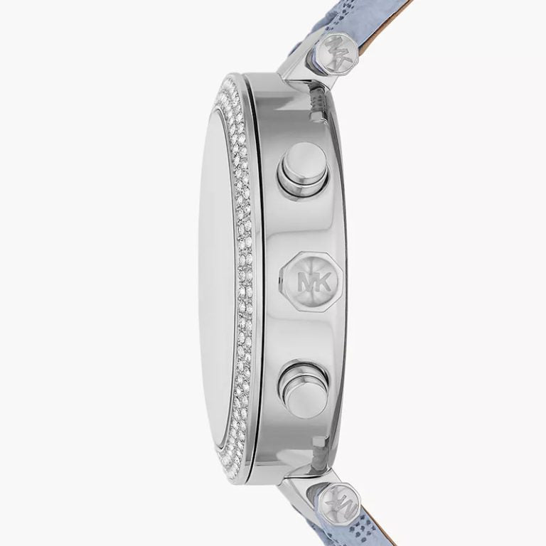 Michael Kors Women’s MK6936 | Sky Blue Leather Strap Silver Dial 39mm