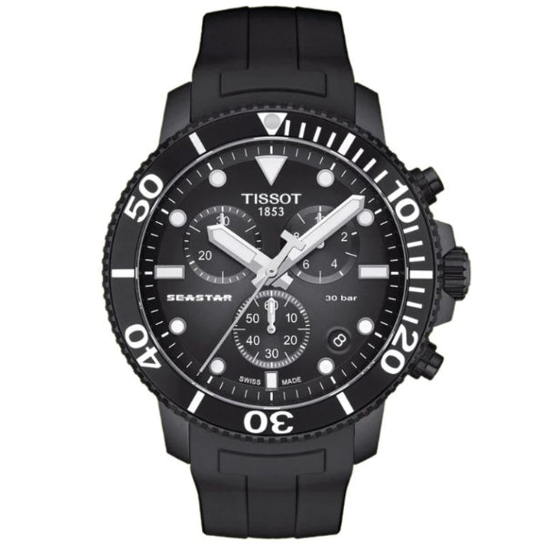 TISSOT Men’s Quartz Swiss Made Black Silicone Strap Black Dial 45mm Watch T120.417.37.051.02