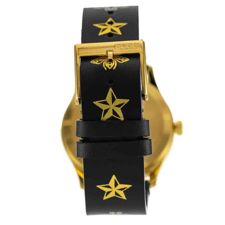 Gucci Women’s Swiss Made Quartz Black Leather Strap Black Dial 38mm Watch YA1264055
