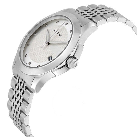 Gucci Men’s Swiss Made | Quartz Silver Stainless Steel Silver Patterned Dial 38mm | YA126404