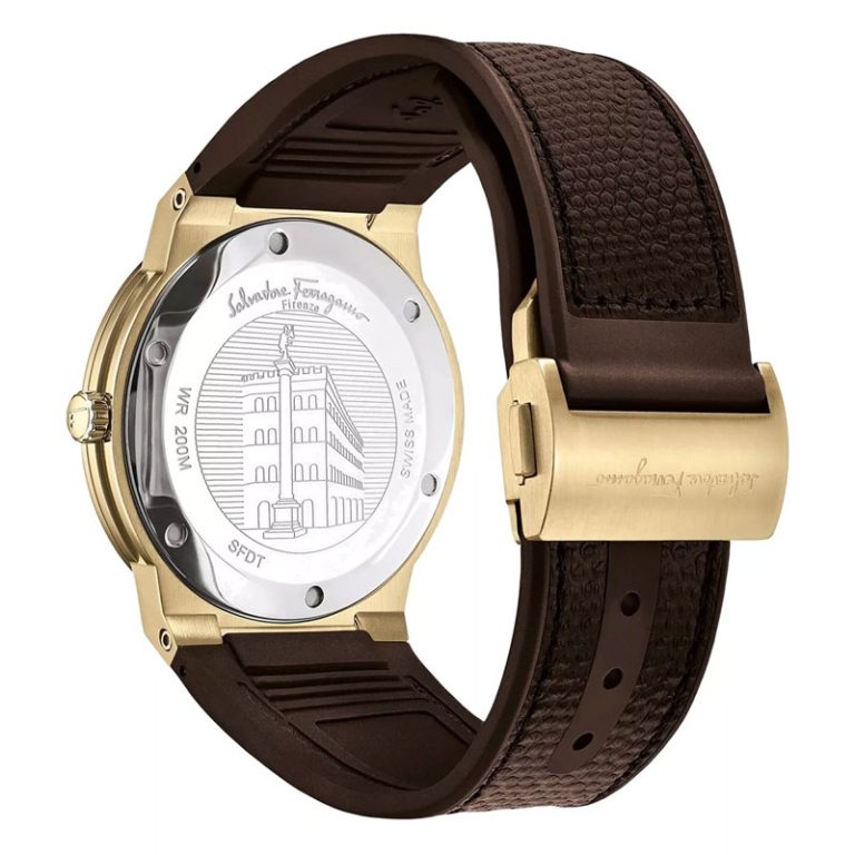 Ferragamo Men’s Swiss Made Quartz Brown Hybrid Strap Silver Dial 42 mm Watch SFDT00819