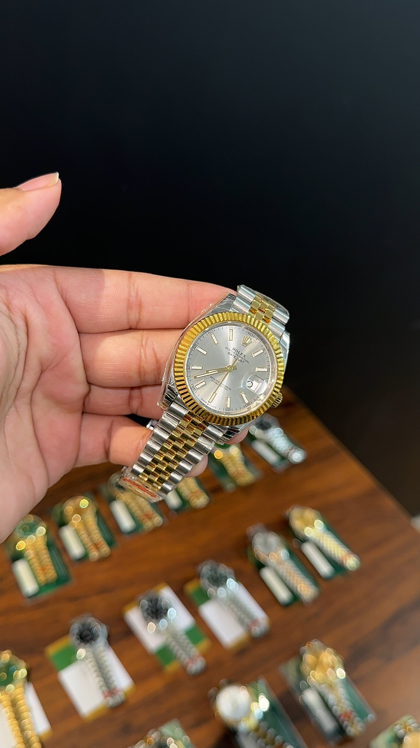 (Premium Datejust | 40mm | Gold Two Tone Chain | Silver Dial