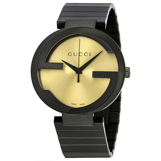 Gucci Men’s | Quartz Black Stainless Steel Gold Dial 42mm YA133209