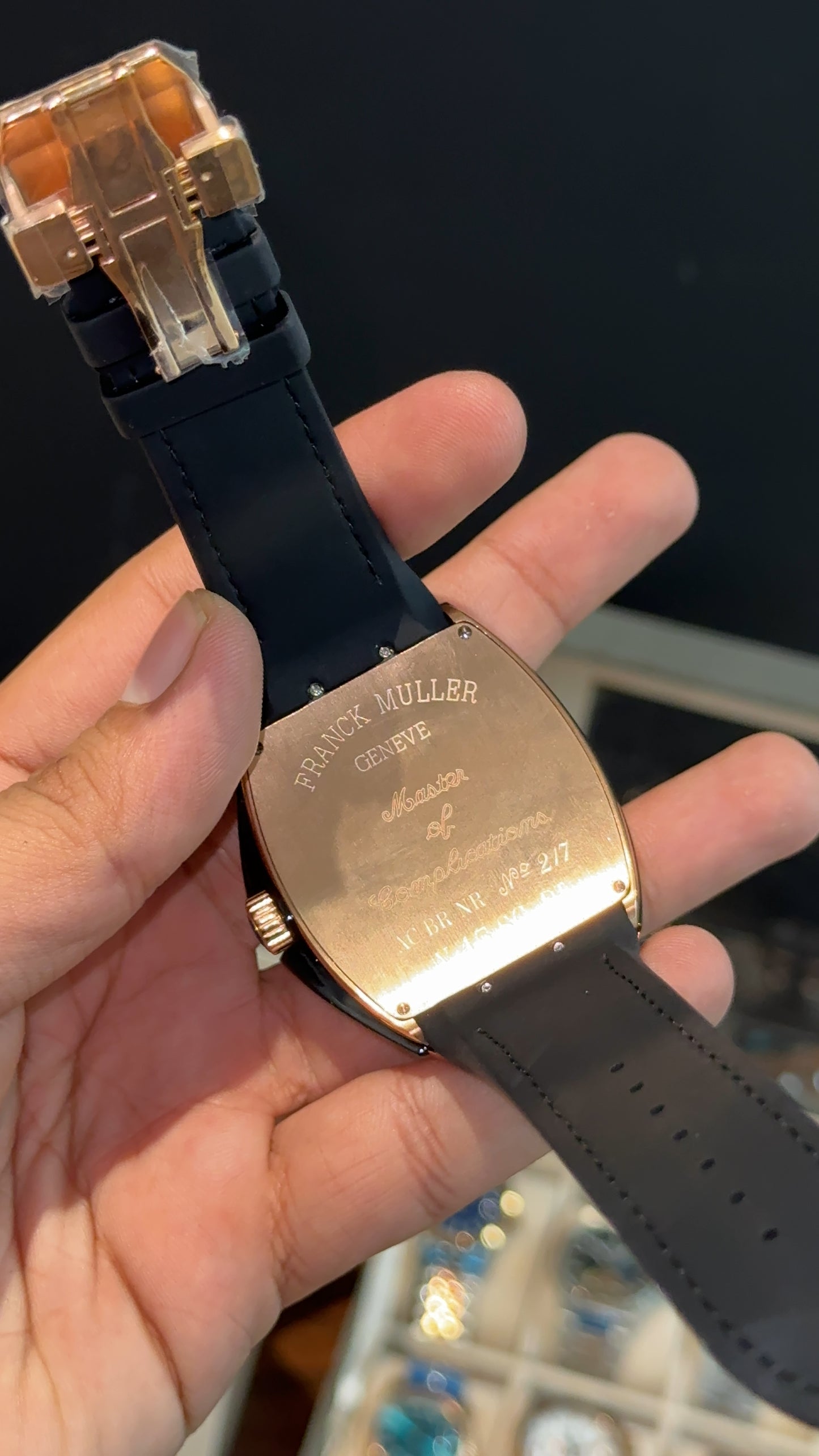 Premium Franck Muller | Vanguard Edition | Rose Case | Black Strap | Black Dial