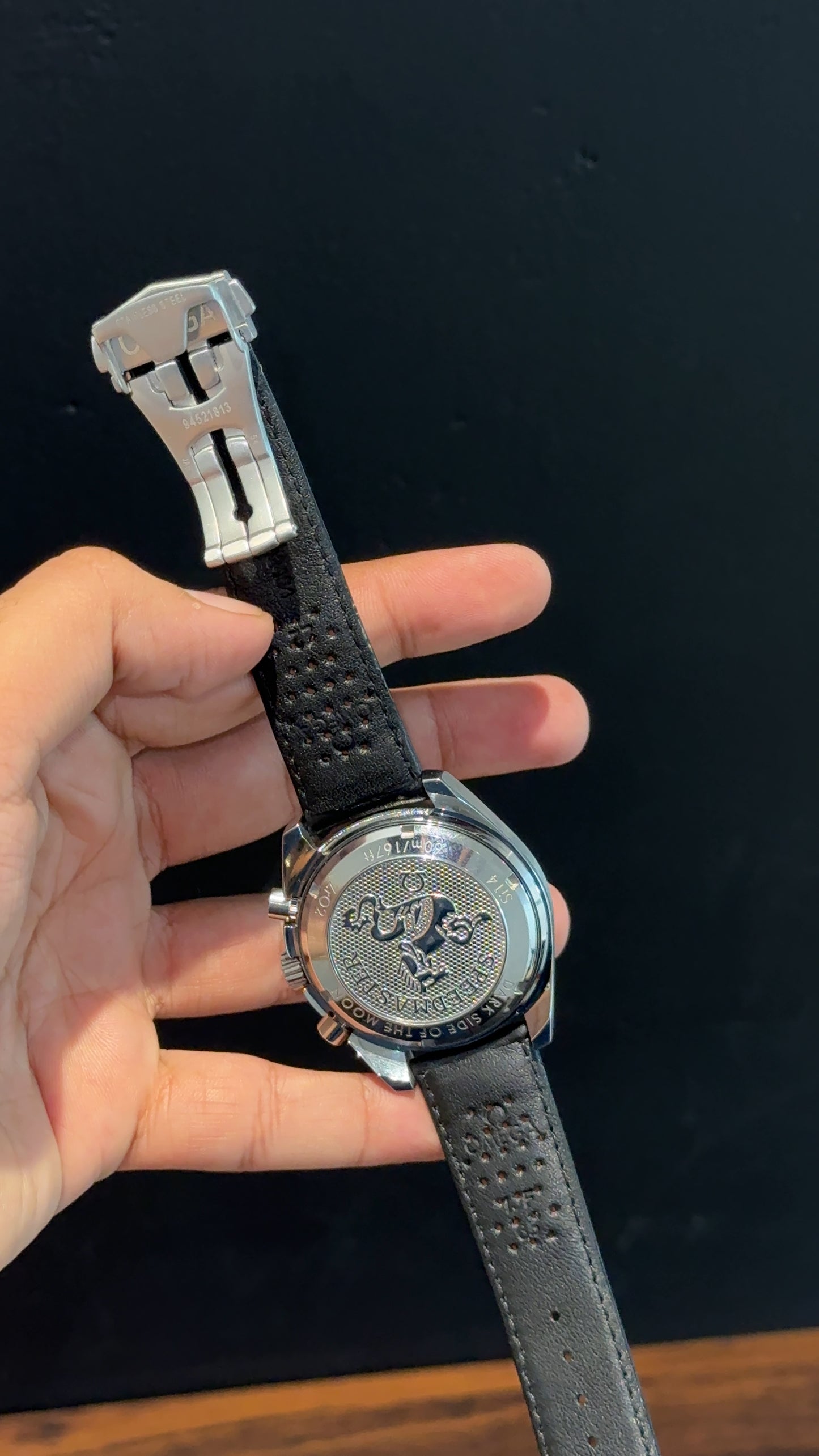 Omega Speedmaster | Black Strap | Chrono | Orange Needles | Black Dial