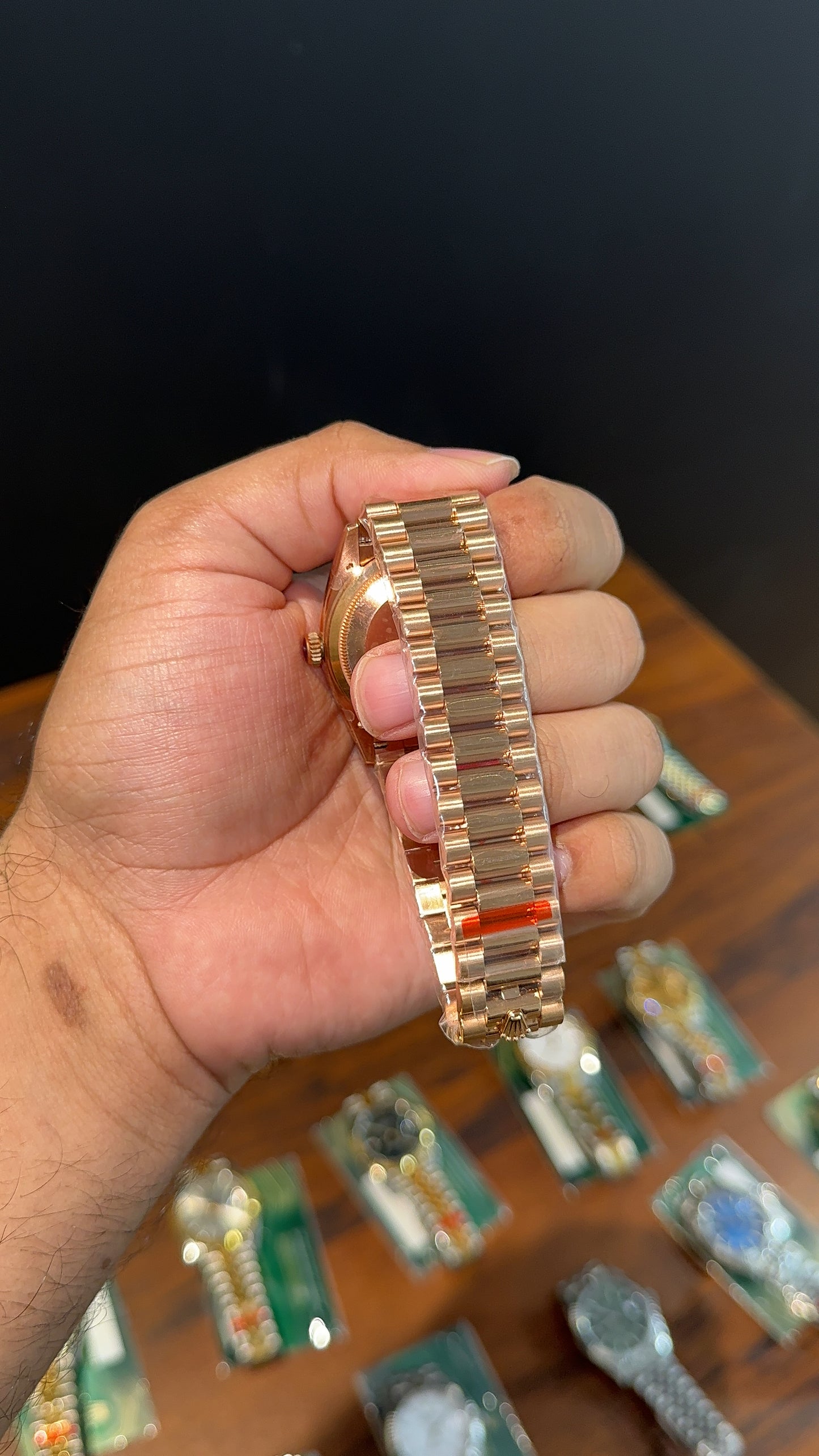 Premium Daydate | 36mm | Rose Chain | Gradient Choco Diamond Dial