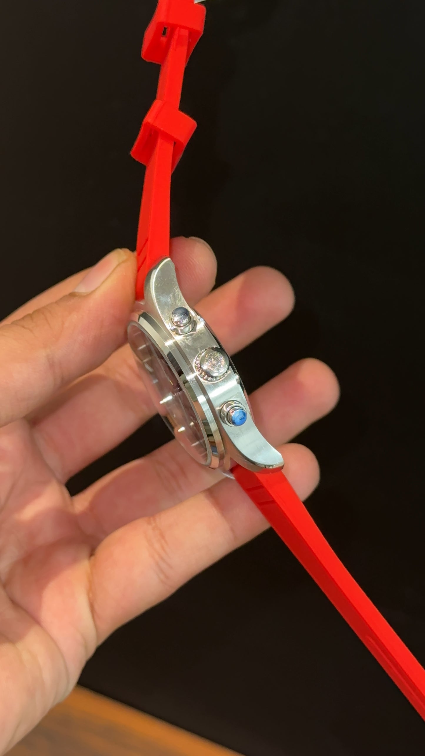 IWC | Red Rubber Strap | Silver Case | Chrono | Tiffany Digits | Black Dial