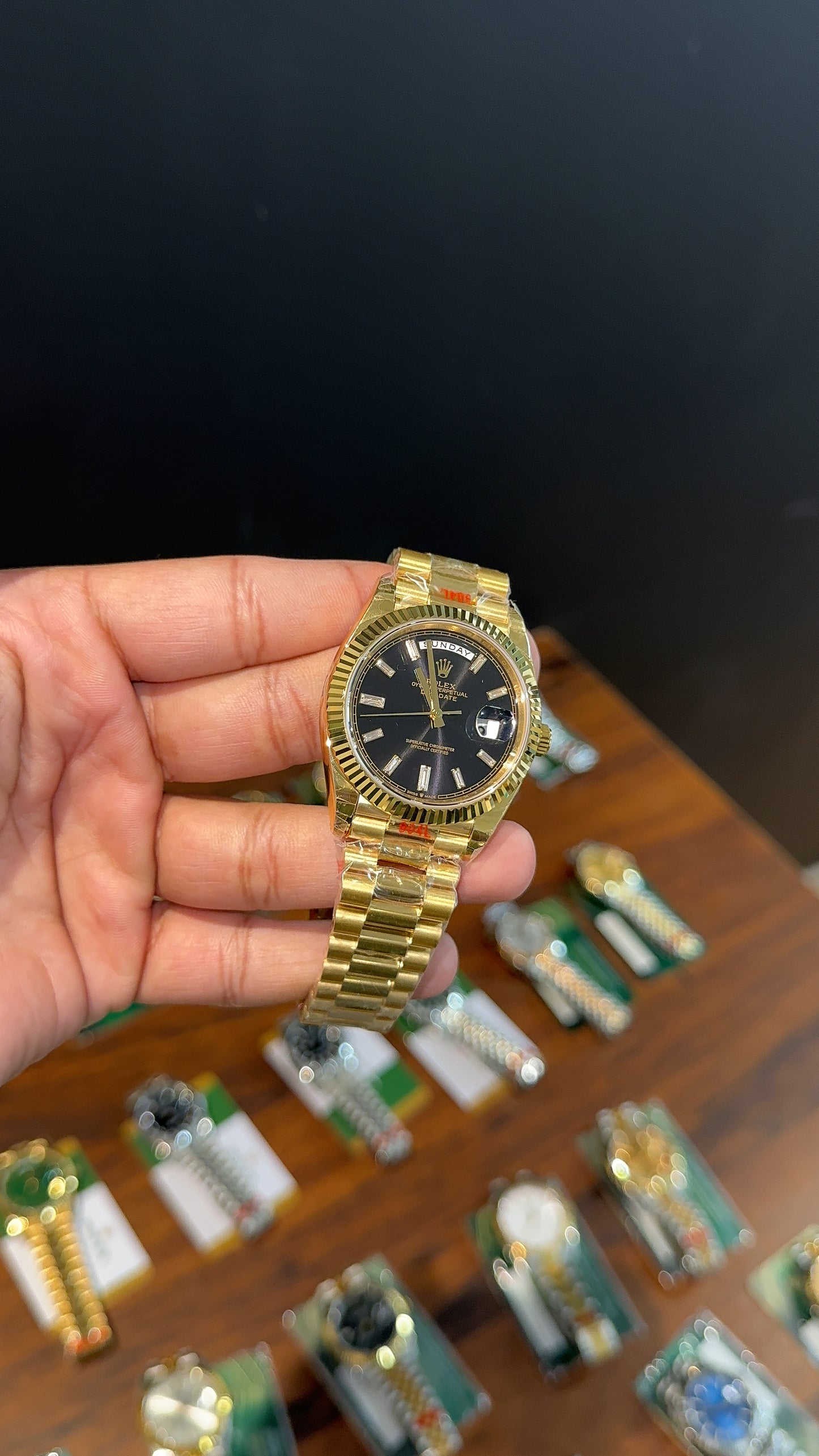 Premium Daydate | 40mm | Gold Chain | Black Dial
