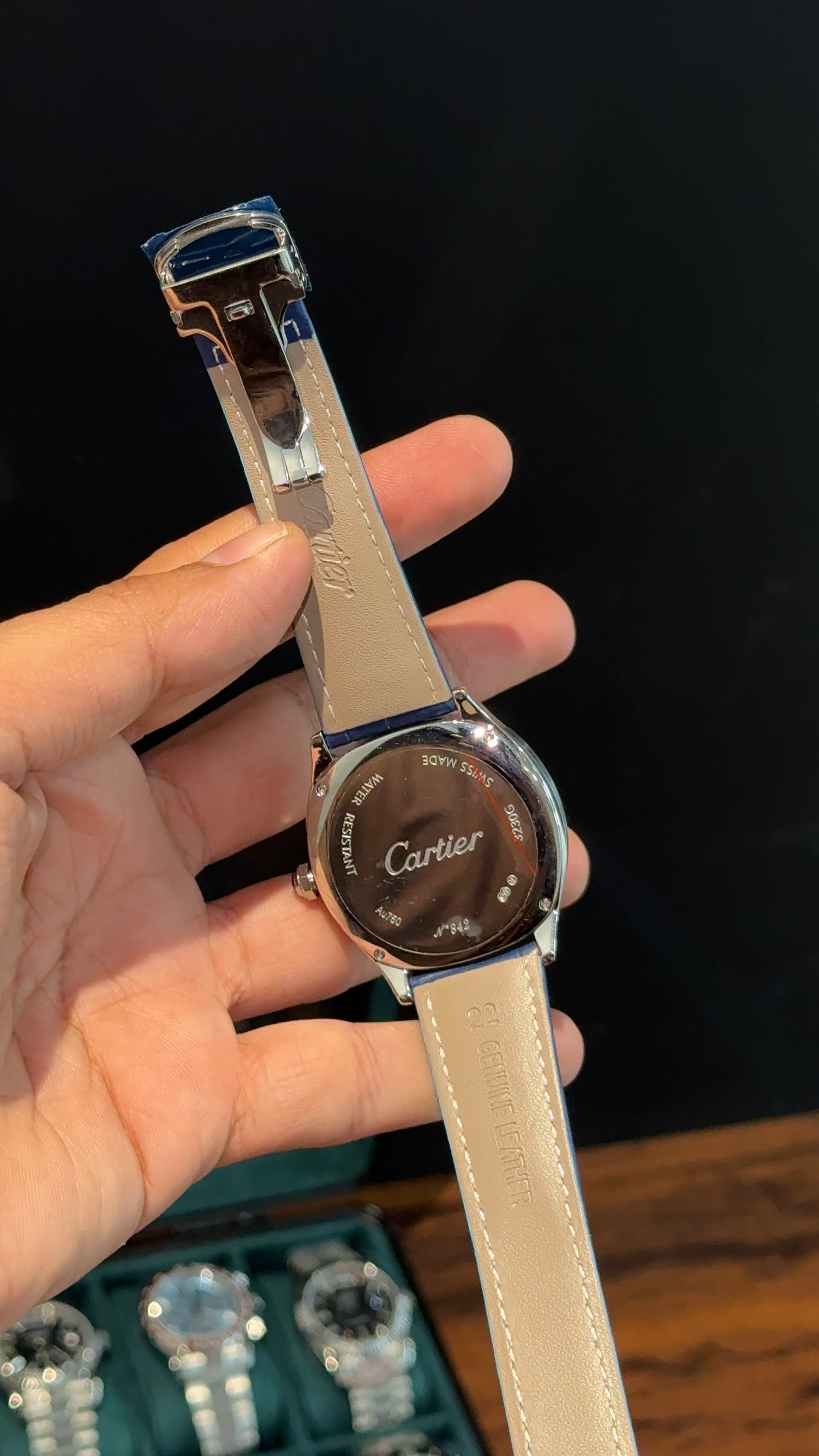 Cartier Silver | Blue Leather Strap | FlyBack Second | Blueish Roman Dial