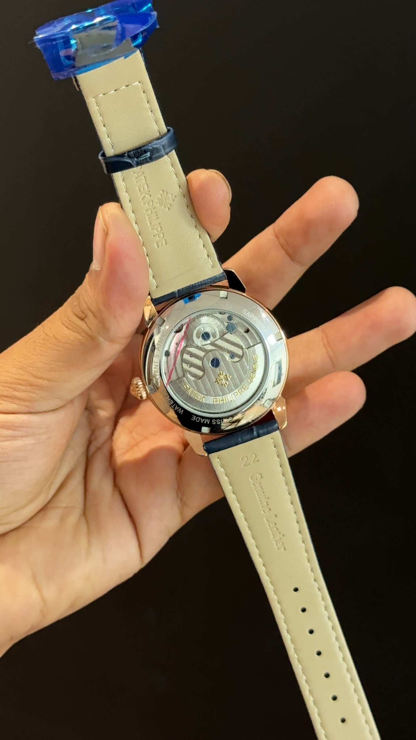 PP Auto | Rose | Pendulum | Blue Leather Strap | Tiffany Index Dial