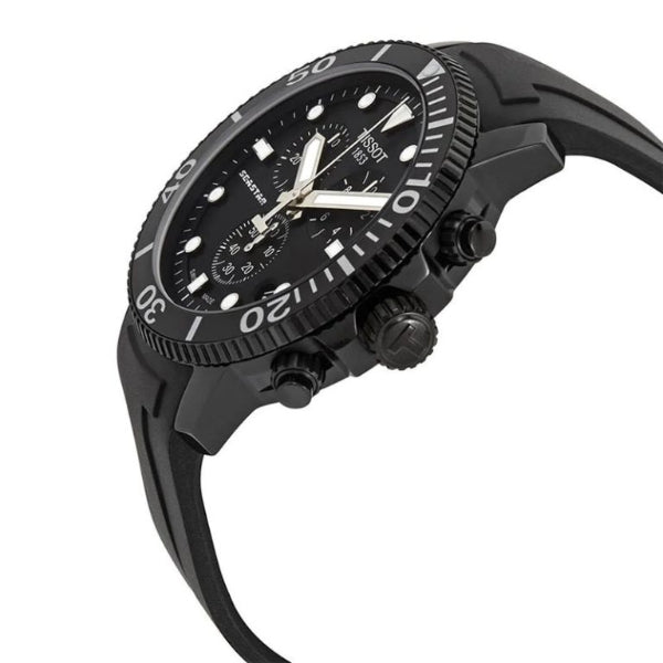 TISSOT Men’s Quartz Swiss Made Black Silicone Strap Black Dial 45mm Watch T120.417.37.051.02
