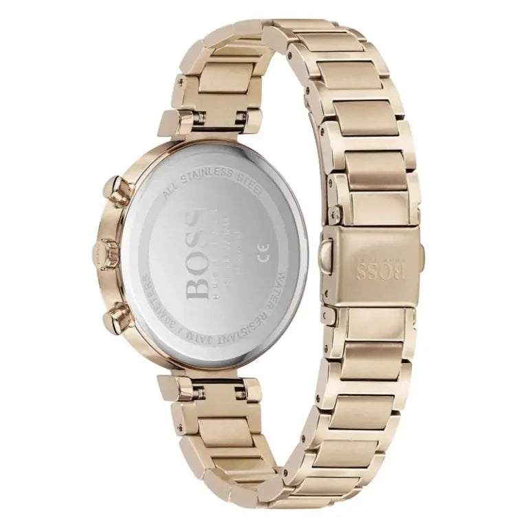 Hugo Boss Women’s Chronograph Quartz Gold Stainless Steel Silver Dial 36mm Watch 1502531