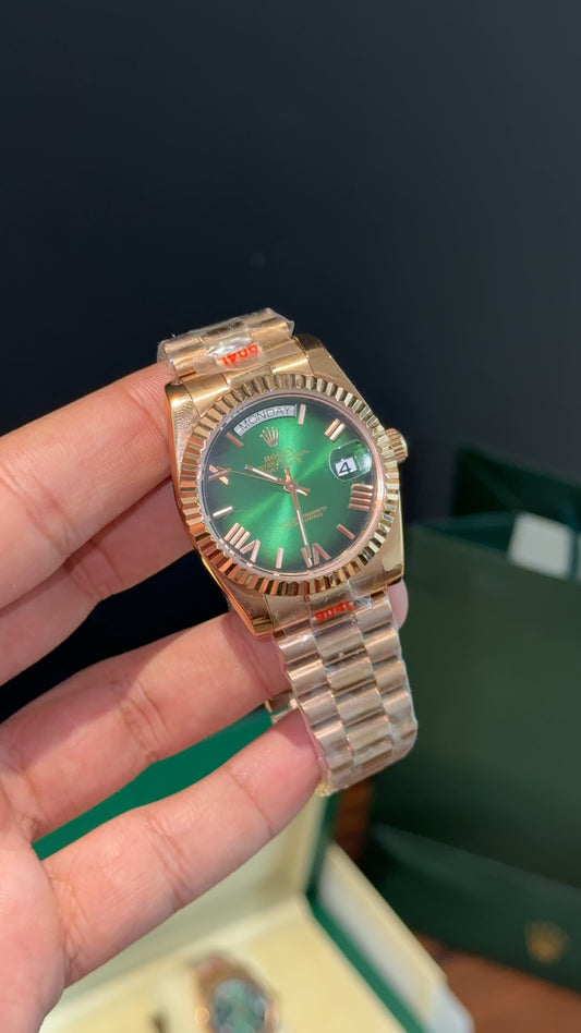DayDate | 36mm | Rose Chain | Gradient Green Index Dial