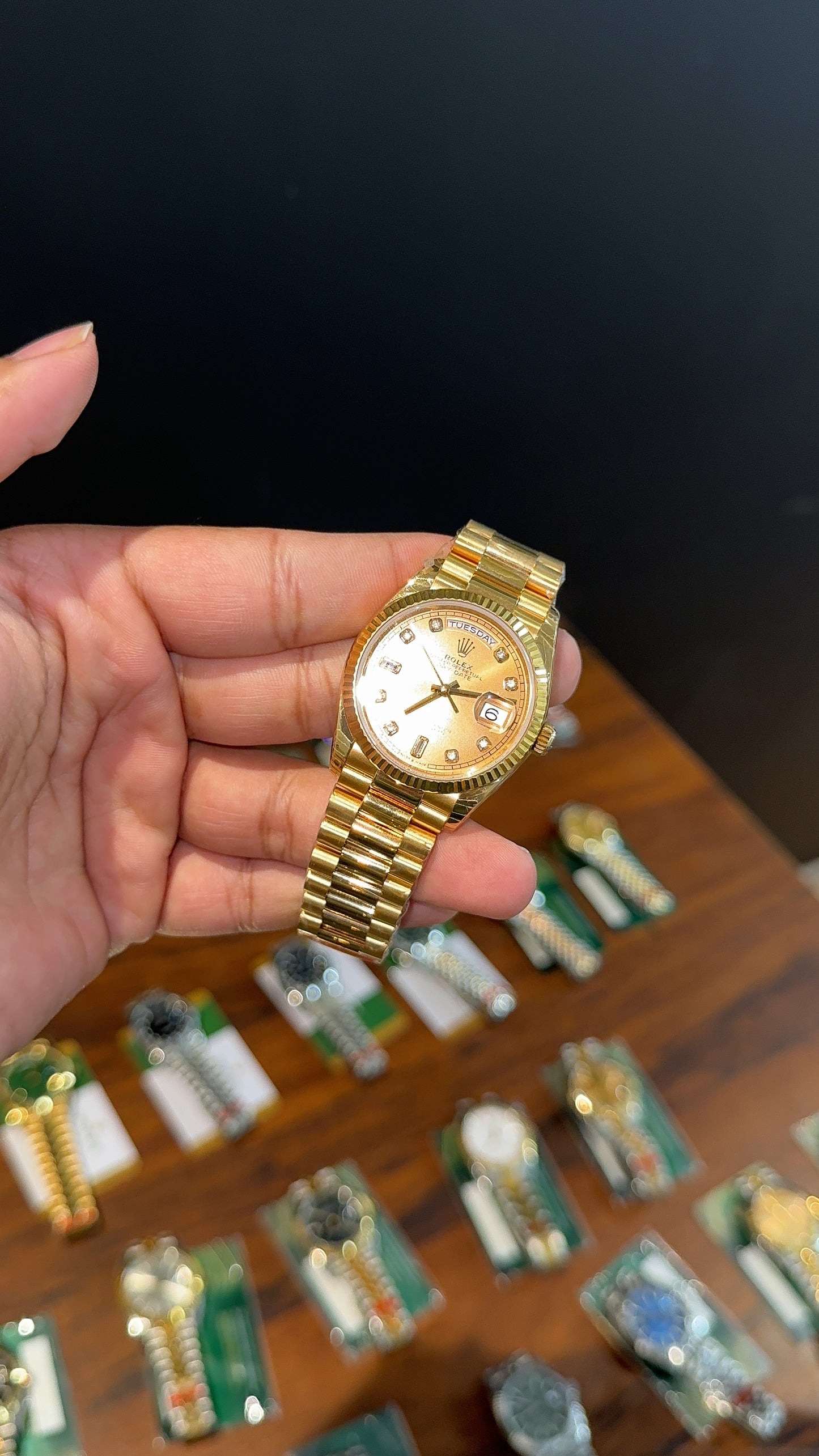 Premium Daydate | 36mm | Gold Chain | Gold Diamond Dial