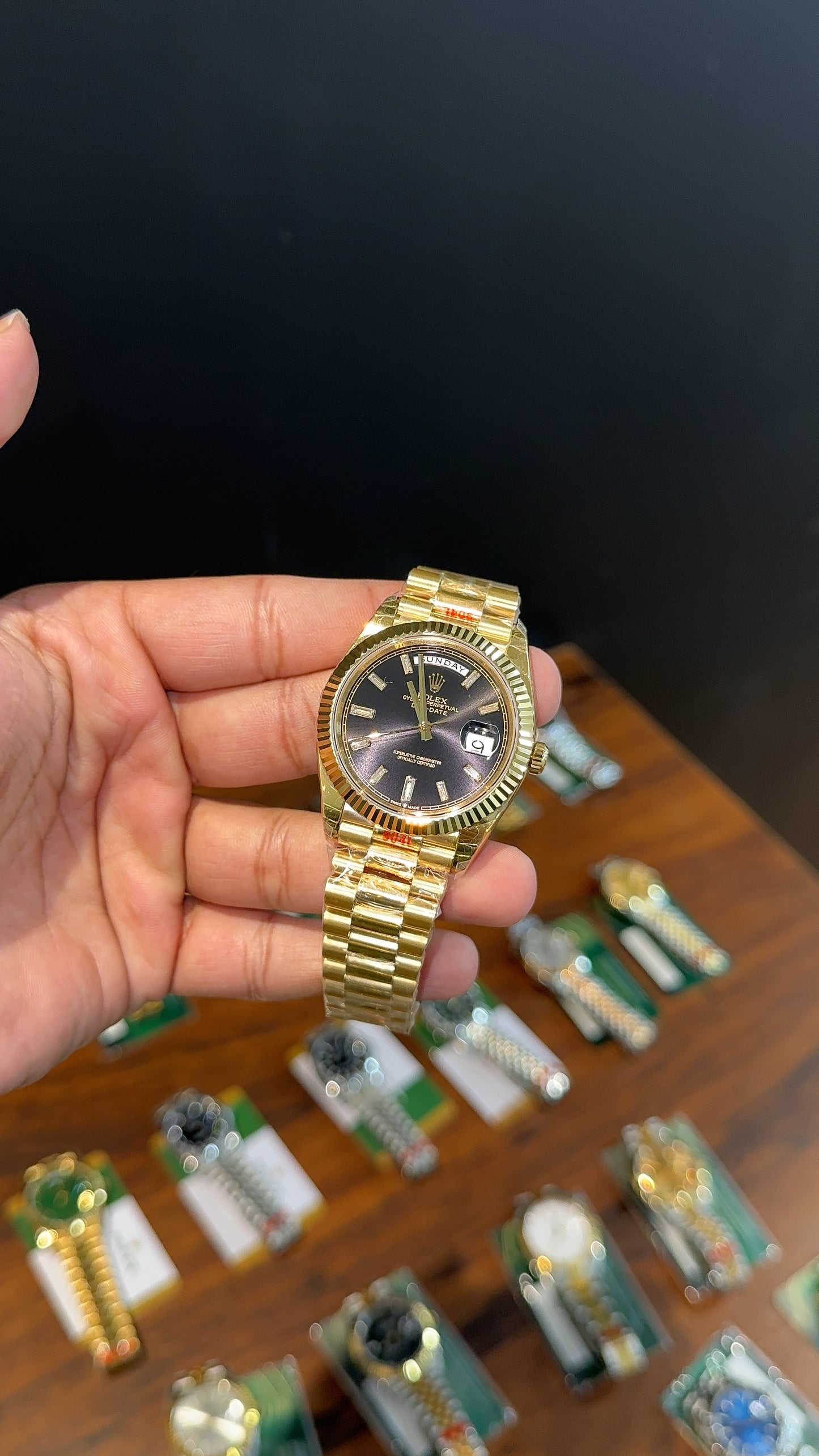 Premium Daydate | 40mm | Gold Chain | Black Dial