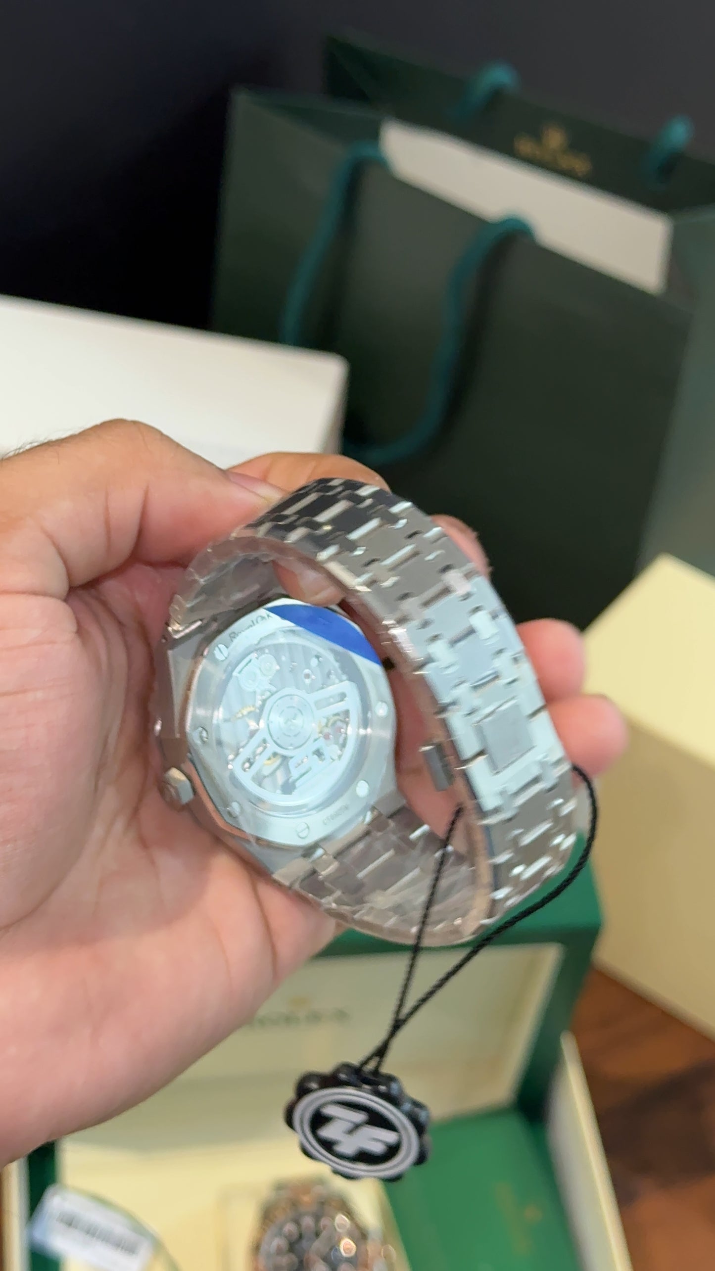 Premium AP | Auto | Silver Chain | Black Dial