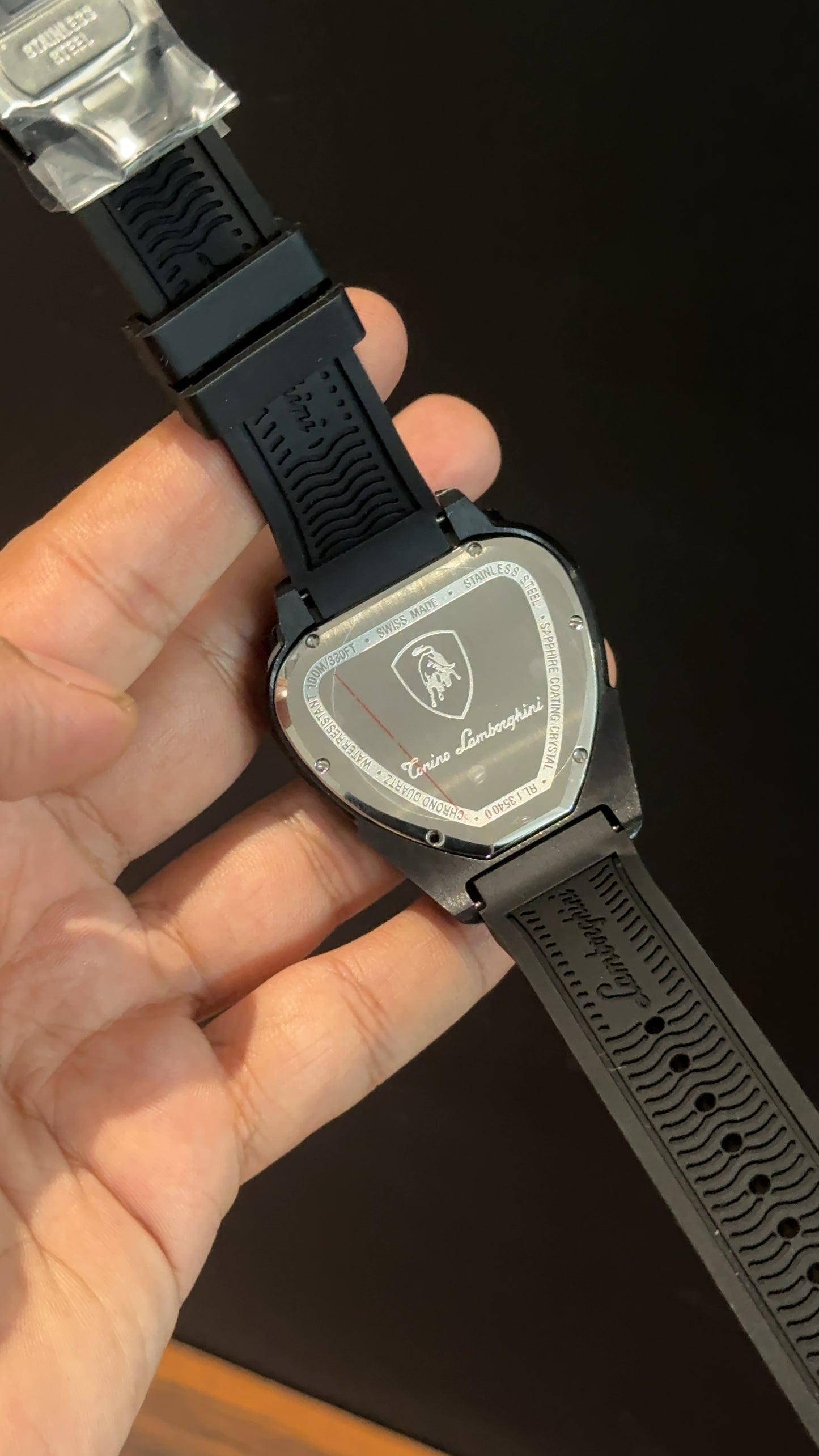 Lamborghini | Black Bezel | Chrono | Black Strap | Black Red Dial