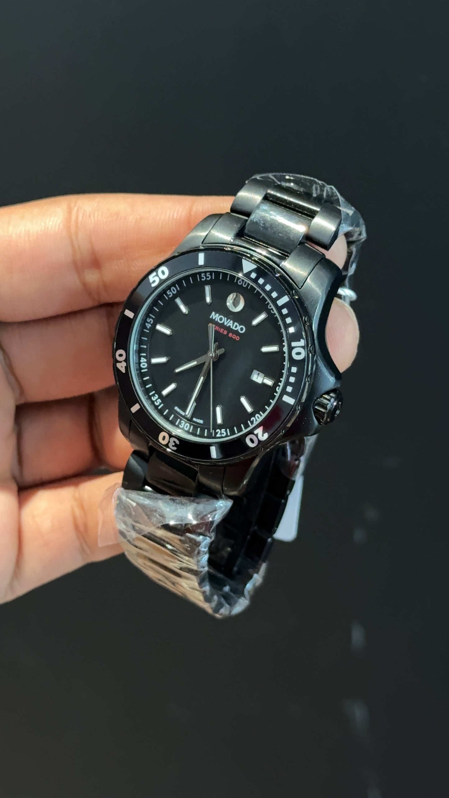Movado |Black Chain | Black Plain Dial