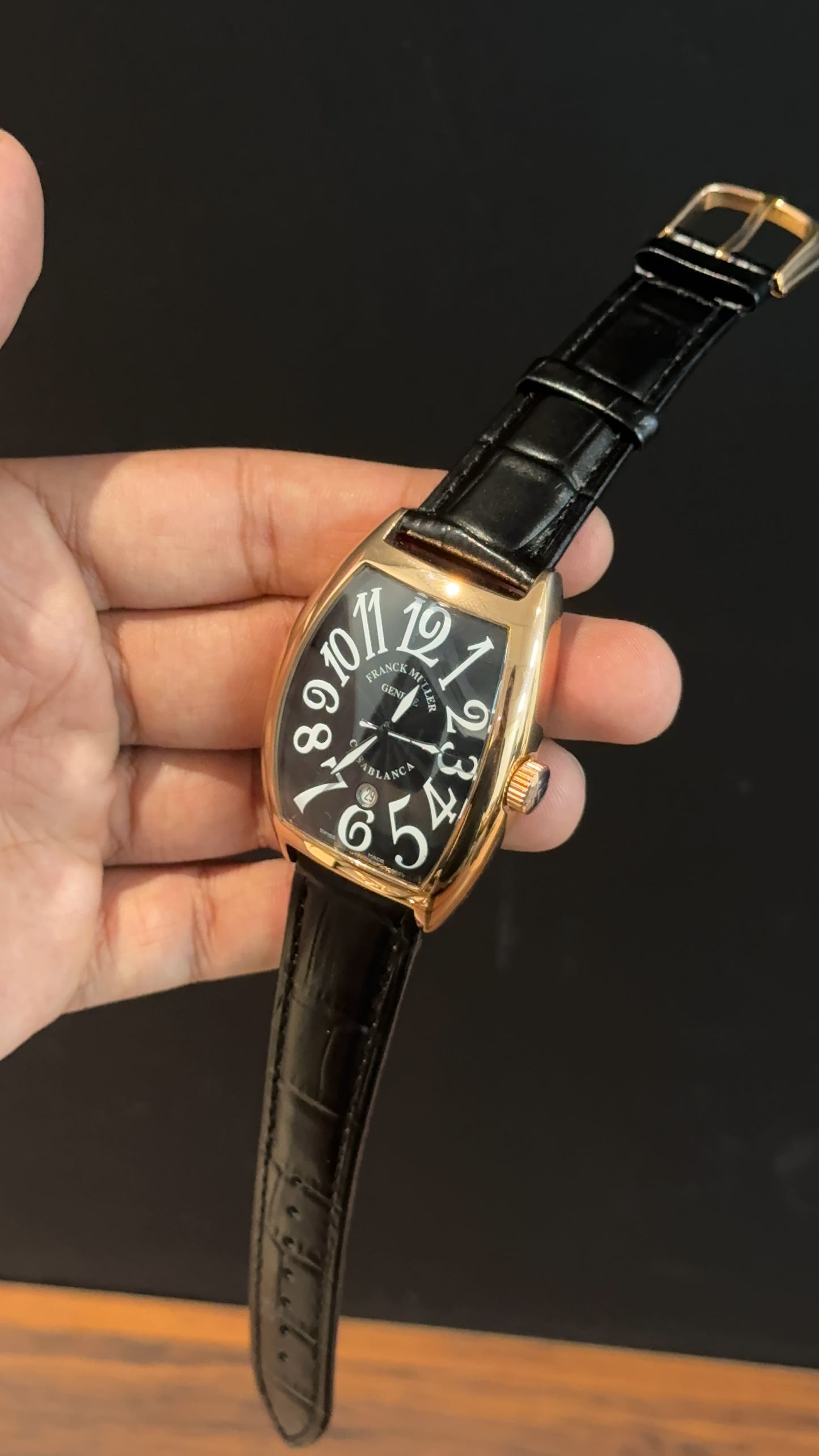 Franck muller Rose | Black Leather Strap | Black Dial