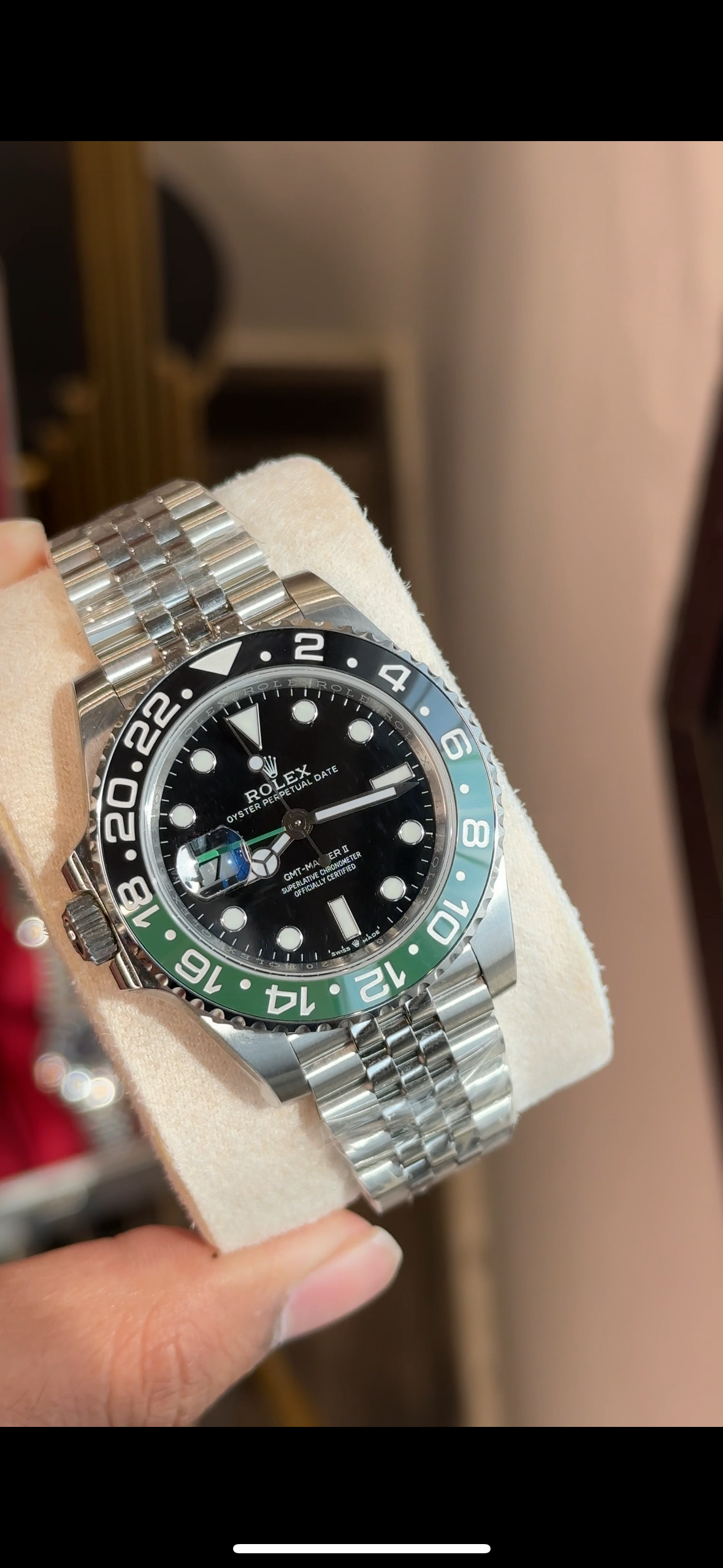 Premium GMT Sprite | Silver Chain | Black Dial