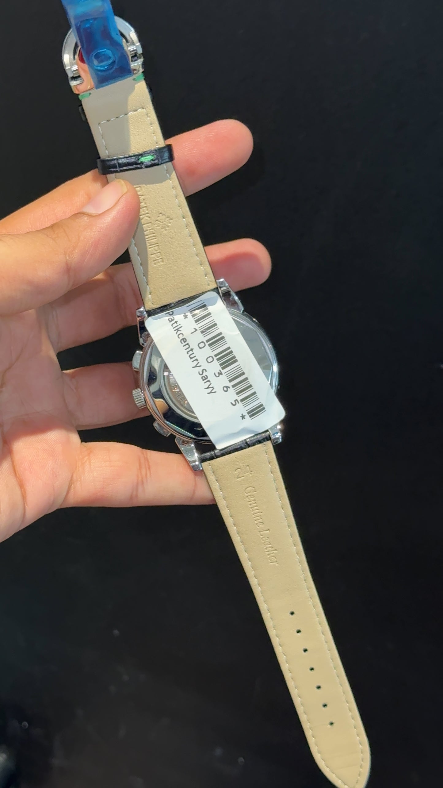 Patek Century | Auto | Pendulum | Silver Case | Green Lines Dial | Black Leather Strap - twentyfour