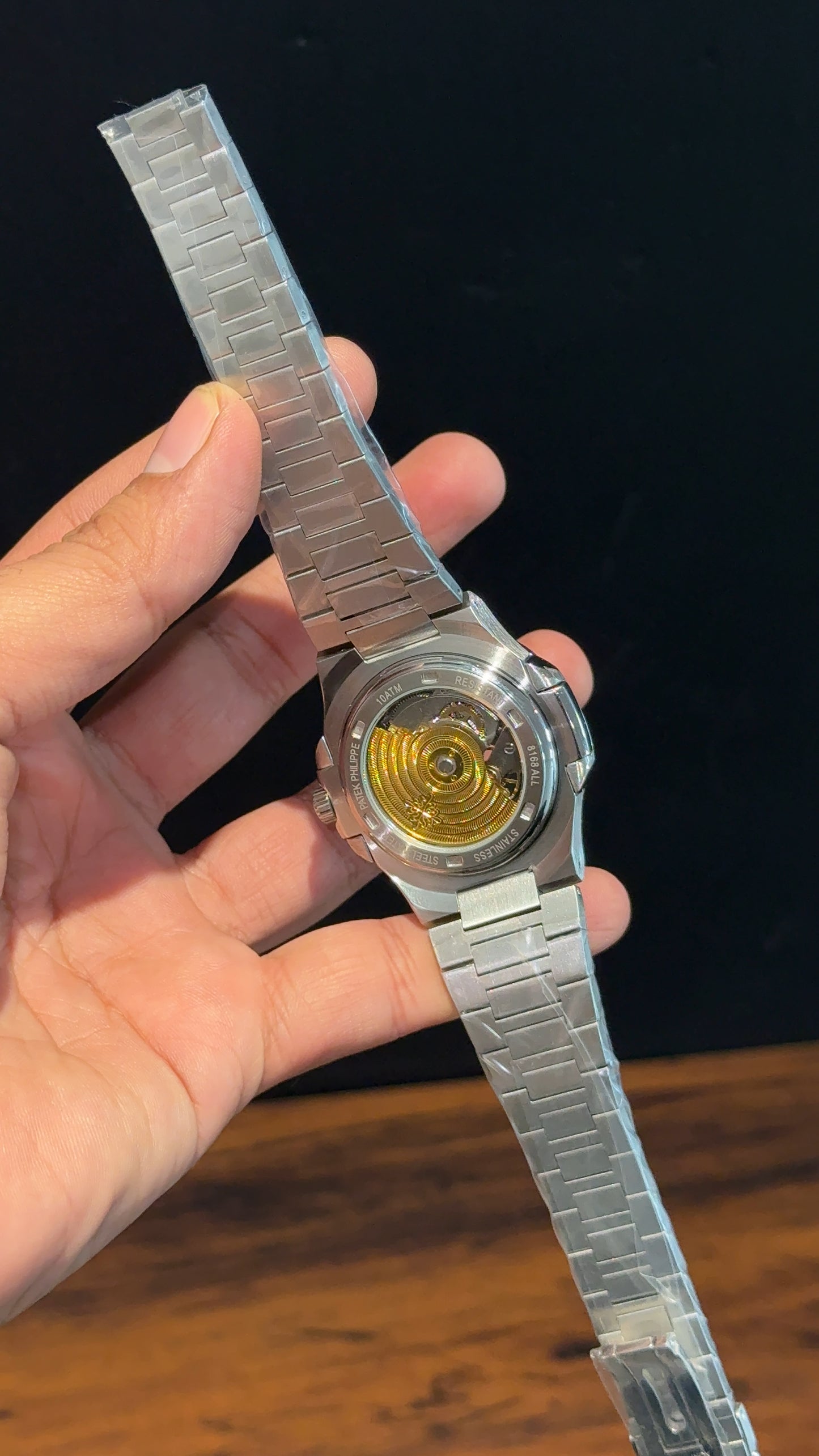 PP Auto | Silver Chain | Open Heart Edition | Black Dial