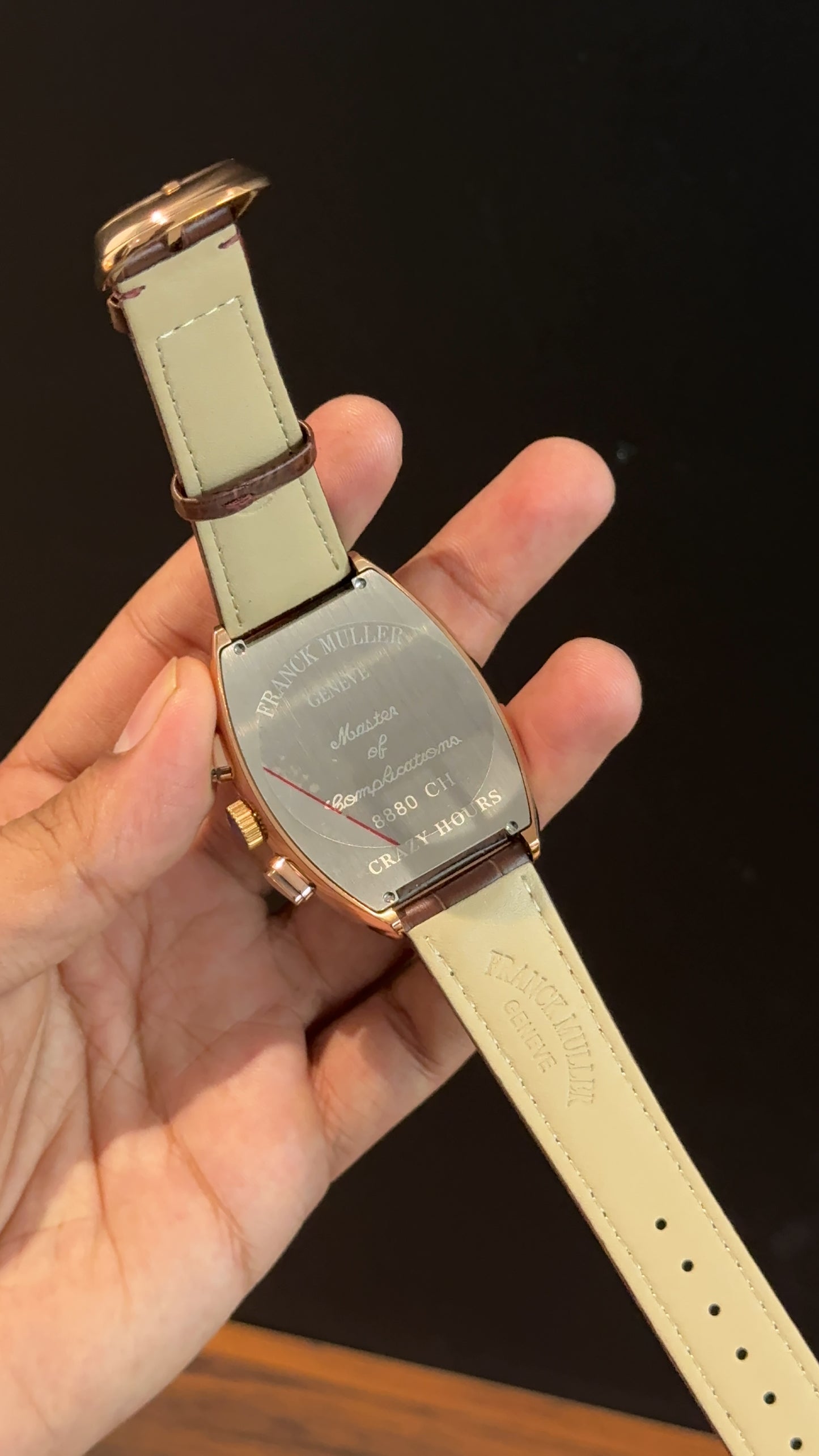 Franck muller Rose | Brown Leather Strap | Black Chrono | White Dial
