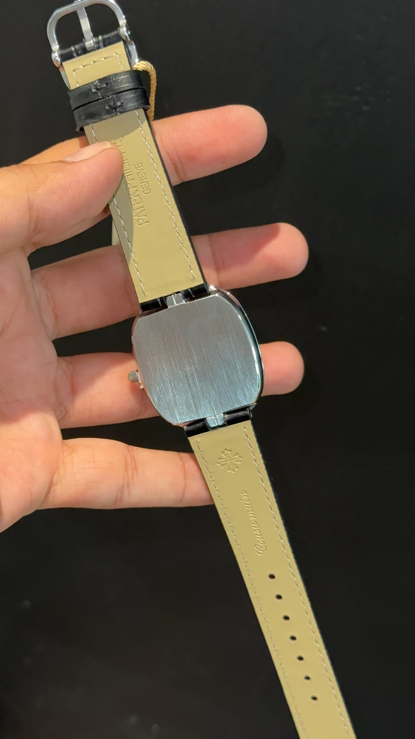 Pp Ellipse | Silver Case | Black Leather Strap | White Ebony Dial